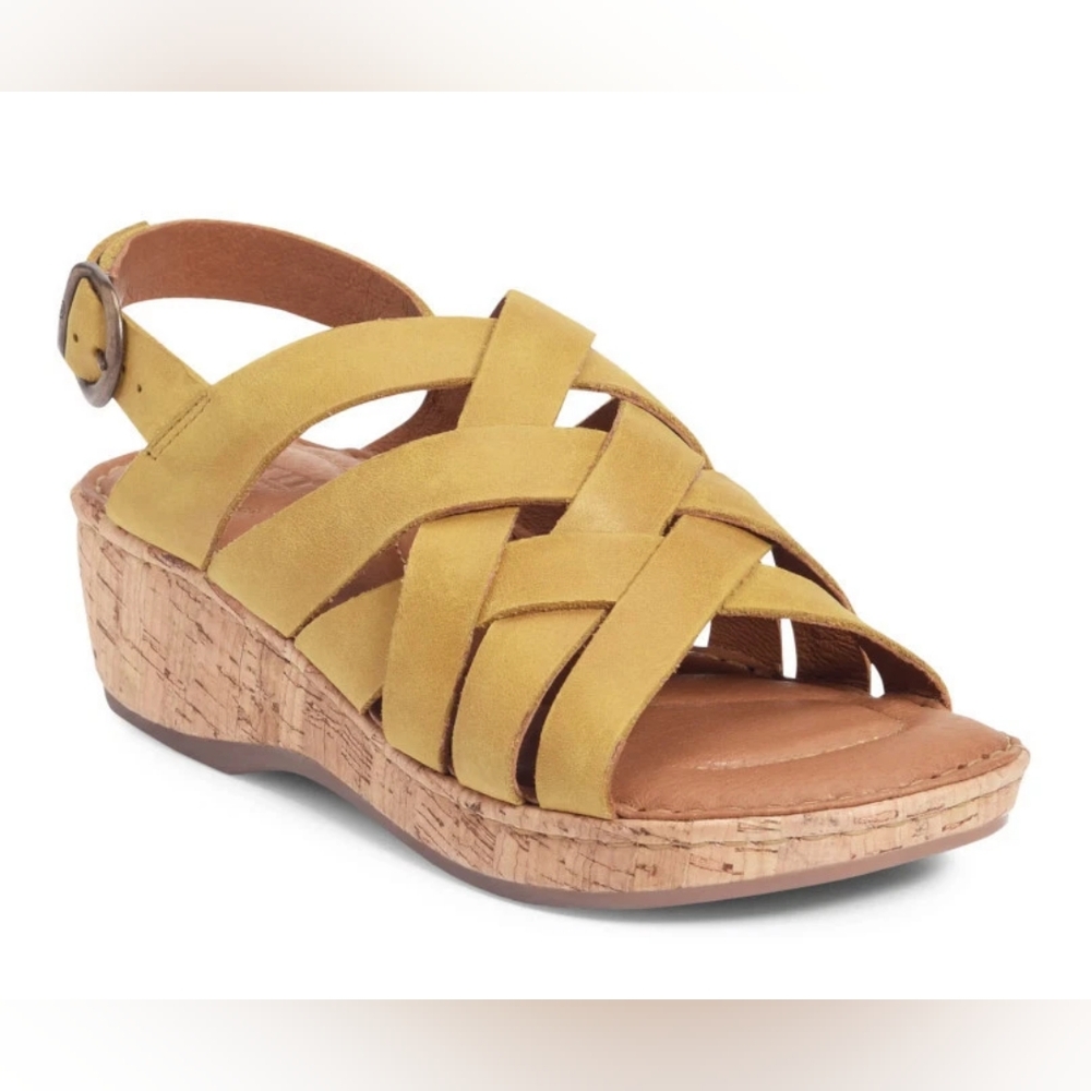 Born Women's Laila Leather Slingback Strap Cork Wedge Sandal 7